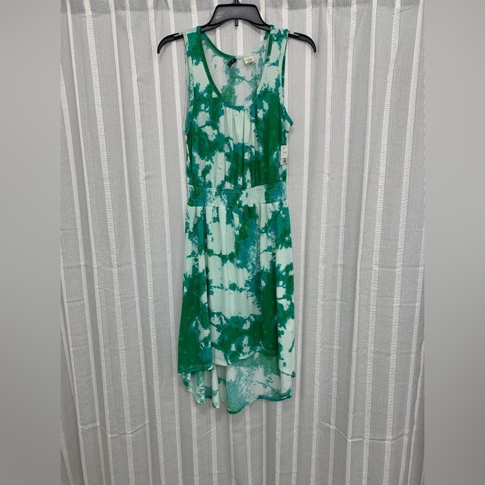 New Directions‎ Green White Tye Dye High Low Dress Size M NWT